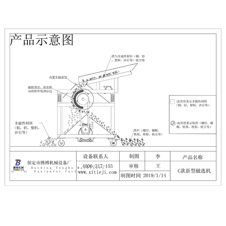 滚筒磁选机示意图